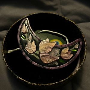 Steel Magnolias Erstwilder Floral Brooch Art Nouveau Purple Lilac Moon Pin